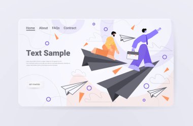 Kağıt uçakla uçan iş adamları proje liderliği kavramında başarılı oldular