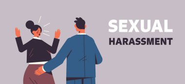 businessman molesting female employee sexual harassment at work concept lustful boss touching womans butt