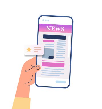 Akıllı telefon ekranında online gazete ya da dergi okumak için mobil uygulama kullanılıyor.