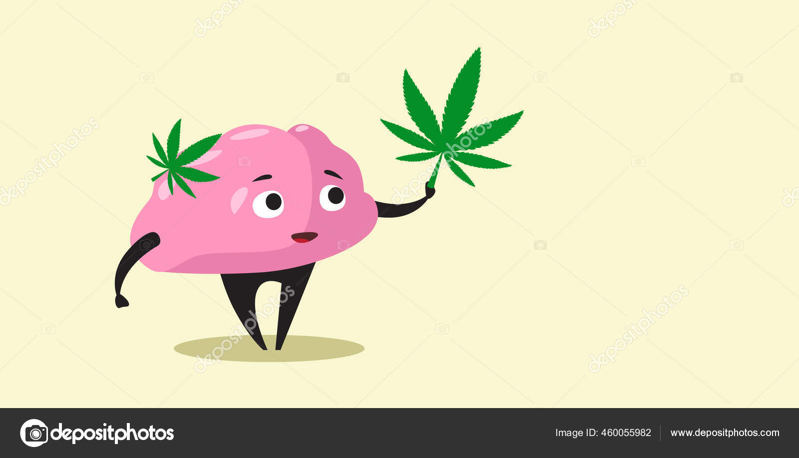 Otak Manusia Memegang Ganja Daun Ganja Melegalkan Konsumsi Obat Ganja Kecanduan Konsep Horisontal Stok Vektor Mast3r 460055982