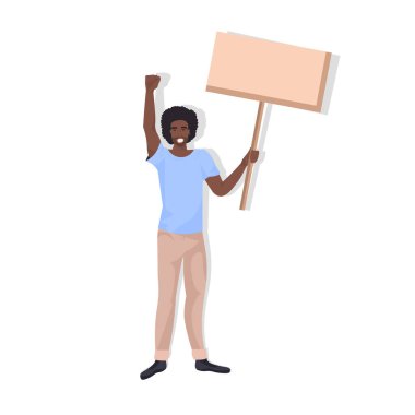 Afro-Amerikan protestocu elinde boş protesto afişi tutan, oy pankartı tanıtımı yapan politik özgürlük kavramı olan bir adam.