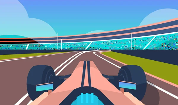 Rennwagen fahren Straße Online-Plattform Videospiel Konzept Computerbildschirm horizontal — Stockvektor