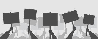 Protestocular ellerinde barış protestoları posterleri boş oy pankartları eylem eylemcileri seçim kampanyası siyasi özgürlük kavramı yatay