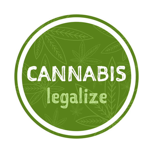 medical cannabis or marijuana leaf badge hemp legalize sticker drug consumption concept