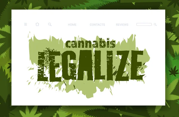 Медицинский каннабис или марихуана листья конопли легализовать концепцию потребления наркотиков горизонтальное пространство копирования — стоковый вектор