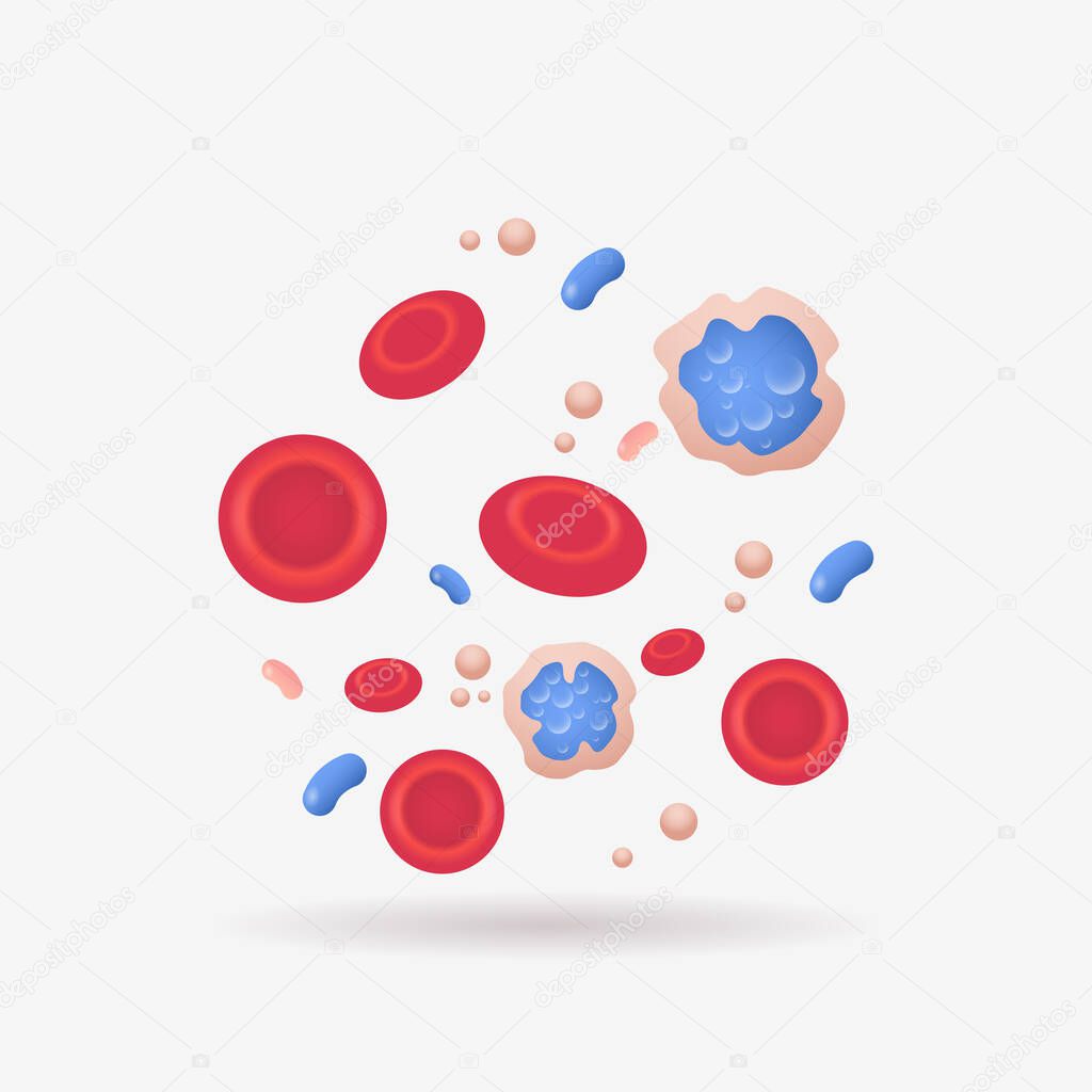 red and blue vein blood cells anatomy human vascular system leukocytes erythrocytes platelets icon biology medicine concept flat