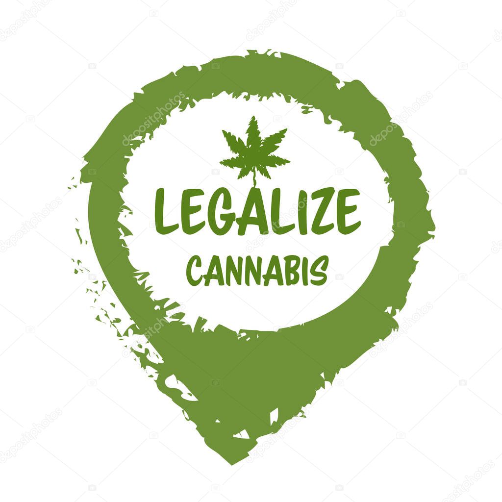 Medical cannabis or marijuana leaf badge hemp legalize sticker drug consumption concept vector illustration