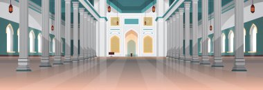 Nabawi Camii 'nin mimarisi. İç müslüman dini kavramı yatay düzlük.