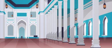 Nabawi Camii 'nin mimarisi. İç müslüman dini kavramı yatay düzlük.