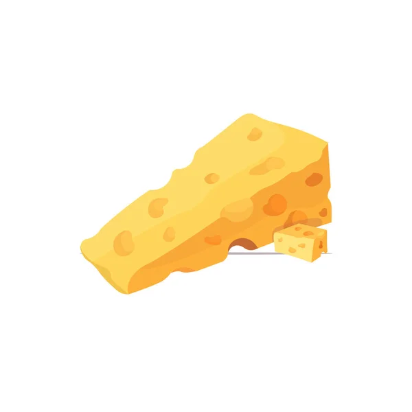 Pedaço de queijo amarelo com furos isolados no fundo branco —  Vetores de Stock