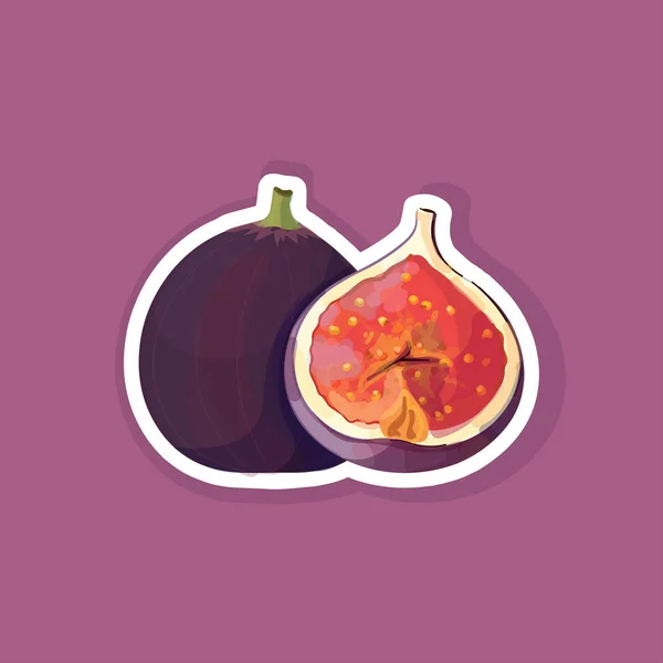 Čerstvé šťavnaté fík ikona chutné zralé ovoce bobule zdravé jídlo koncept — Stockový vektor