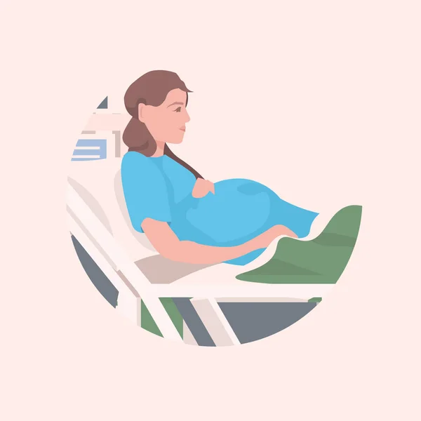 Těhotná žena ležící v nemocniční posteli před porodem mateřství těhotenství koncept portrét — Stockový vektor