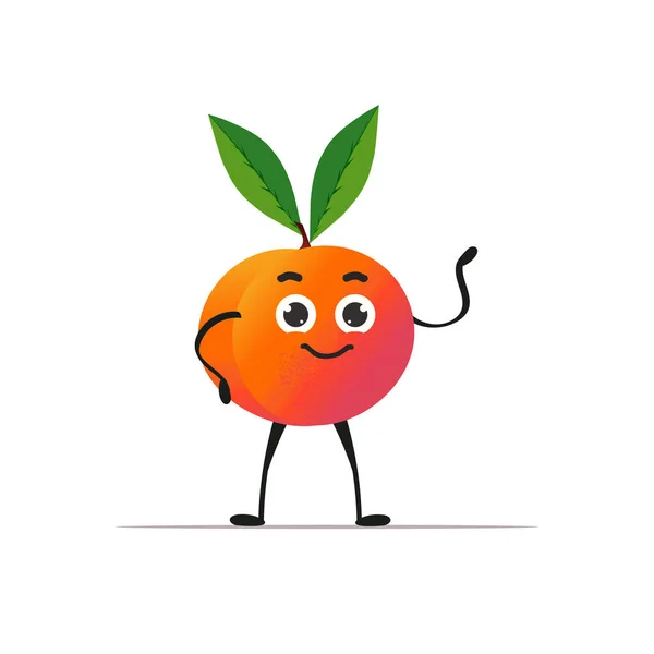 Lindo fresco jugoso naranja carácter sabroso fruta madura mascota personaje aislado en fondo blanco saludable concepto de alimentos — Vector de stock
