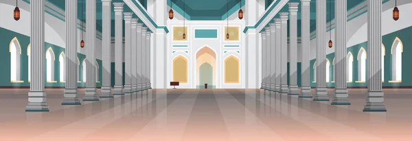 Architektur der Nabawimoschee Gebäude Innenraum muslimische Religion Konzept horizontal flach — Stockvektor