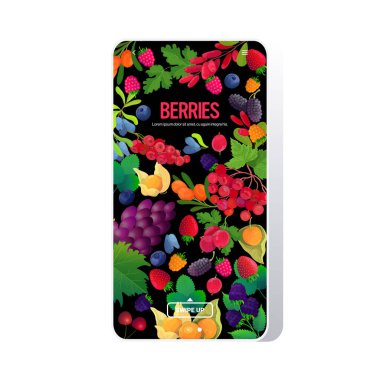 Taze meyve kompozisyonu saglikli dogal yiyecek konsepti akıllı telefon ekranı mobil uygulama dikey kopyalama alanı ayarlayın