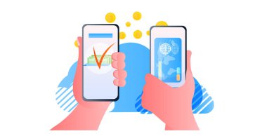 İnsan eli akıllı telefonlar üzerinden para gönderme çevrimiçi para ödeme transferi mali işlemler