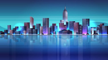 Şehir binaları ufuk çizgisi modern mimari şehir arka planı yatay