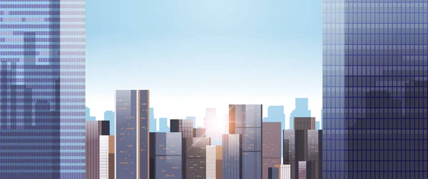 Edifícios da cidade skyline arquitetura moderna cityscape fundo horizontal — Vetor de Stock