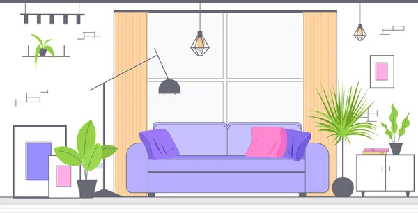 Moderno salón interior vacío no personas apartamento horizontal — Vector de stock