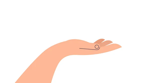 Main humaine tenant quelque chose geste horiontal isolé — Image vectorielle