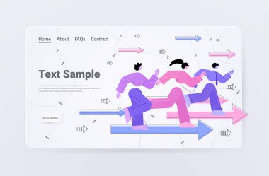 Oklarla çalışan iş adamları iş rekabeti liderliği başarılı meslektaşlar sprint konsepti