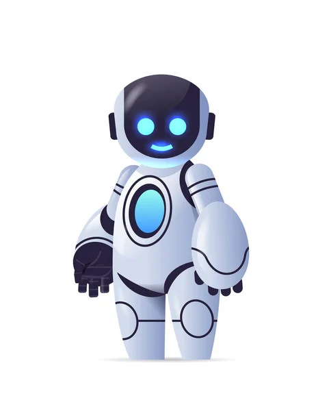 Cute robot cyborg modern robotic character artificial intelligence technology concept vertical — Stock Vector