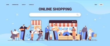 Irkçıları dijital aletler üzerinde online alışveriş uygulaması kullanarak karıştır.