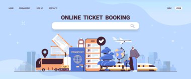 Seyahat konsepti mobil uygulama online bilet rezervasyonunda bagaj satın alma veya arama biletleri olan bir adam gezgini