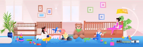 Petits enfants jouant à la maison ou jardin d'enfants concept d'enfance — Image vectorielle