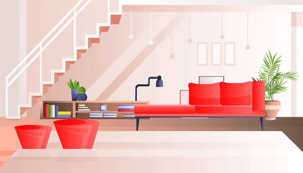 Leeg geen mensen woonkamer interieur modern appartement ontwerp horizontaal — Stockvector