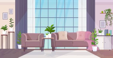 Modern oturma odasının içi boş. Kimsenin evi mobilyalı değil.