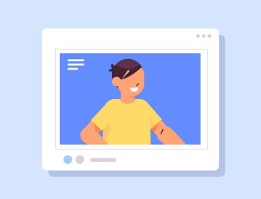 Web tarayıcı penceresindeki okul çocuğu çevrimiçi iletişim konsepti portresi yatay