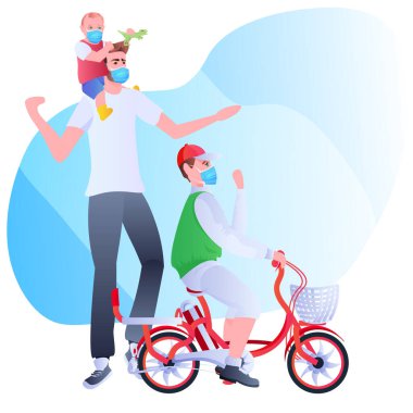 Genç baba, küçük çocuklarla vakit geçiriyor. Babalık kavramı.