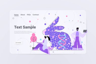 Bilim adamları, laboratuvarda genetiği değiştirilmiş hayvan konsepti üzerinde deney yapan tavşan araştırmacılarının DNA 'larıyla çalışıyorlar.