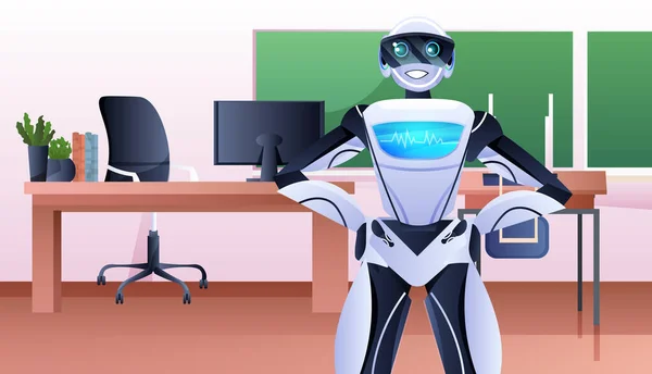 Robot empresario de pie en la oficina concepto de tecnología de inteligencia artificial horizontal — Vector de stock