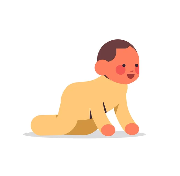 Menino pequeno bebê bebê em pijama amarelo conceito de infância comprimento total isolado — Vetor de Stock