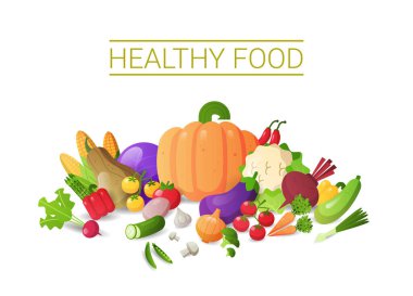 Taze sebze kompozisyonu sağlıklı gıda kavramını yatay kopyalama alanına ayarla