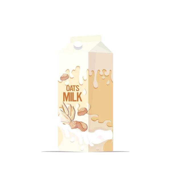 Veganer Hafer pflanzliche Milch in Papierverpackung Bio-Milchprodukte frei natürliche vegane Rohmilch gesund Kuhgetränk Alternative isoliert — Stockvektor