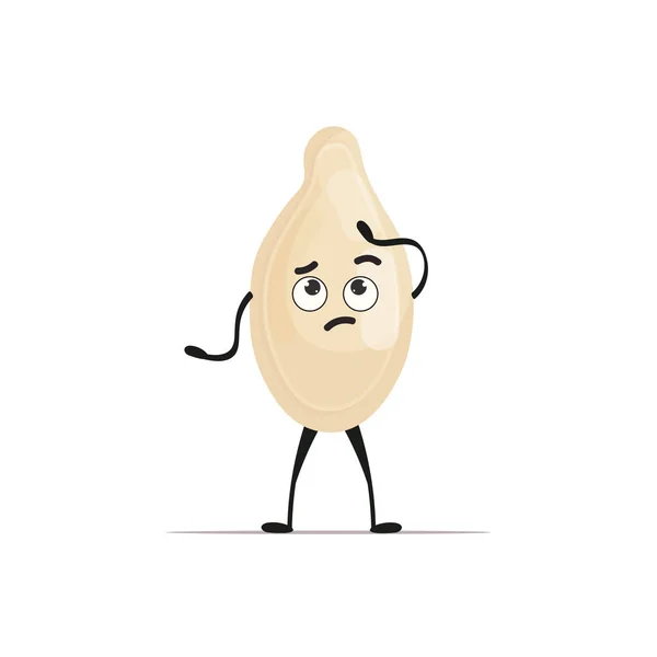 귀여운 호박 씨앗 캐릭터 만화 마스코트 건강 한 채식주의자 음식 컨셉 분리 — 스톡 벡터