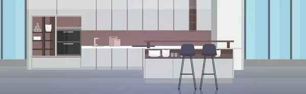 Cucina moderna interno vuoto non persone casa camera con mobili orizzontali — Vettoriale Stock