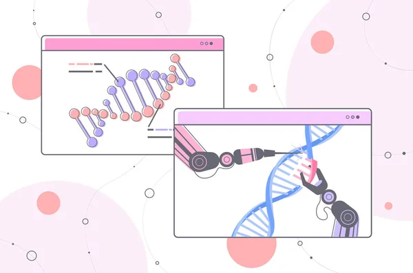研究室でのDNAロボットの実験遺伝子工学人工知能の実験 — ストックベクタ