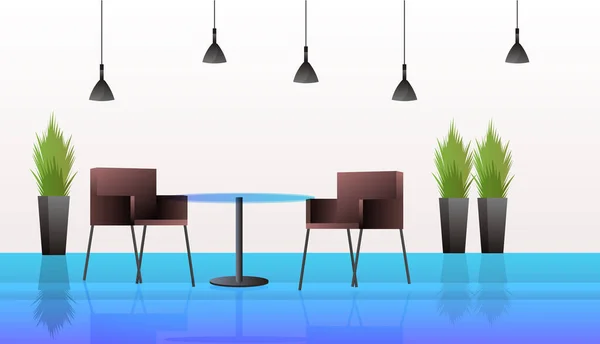 Moderno bar interno vuoto nessuno ristorante con mobili orizzontale vettoriale illustrazione — Vettoriale Stock