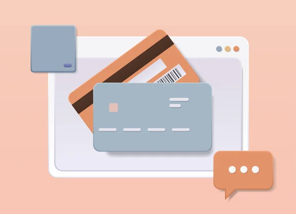 Service Web de carte de débit ou de crédit pour le paiement sans fil électronique sécurisé transaction numérique achat en ligne transfert d'argent — Image vectorielle