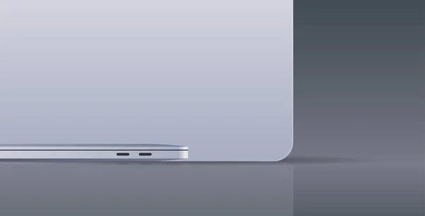 Сучасний ноутбук у закритому та верхньому перегляді реалістичні макетні гаджети та пристрої концепція горизонтальна — стоковий вектор