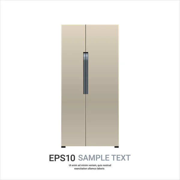 Golden refrigerator side by side fridge freezer modern kitchen household home appliance concept — Stockvektor