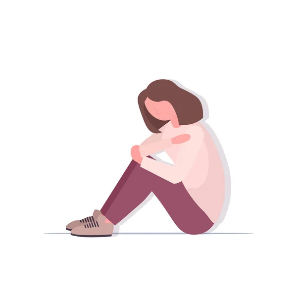 Depressed woman crying depression problems stress psychotherapy bullying concept — Stock Vector