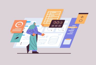 İş kadını grafik ve grafikleri analiz ediyor veri analiz süreci dijital pazarlama şirketi stratejisi