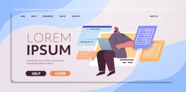 arab businessman analyzing data on laptop business analyst making analytics report working process concept