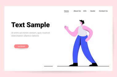 beautiful young man in casual clothes male cartoon character standing pose full length horizontal