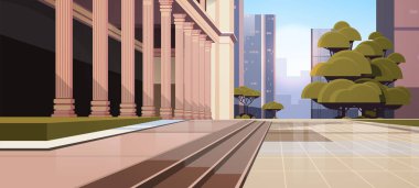 Closeup of government building with columns law and justice legal advice concept cityscape background